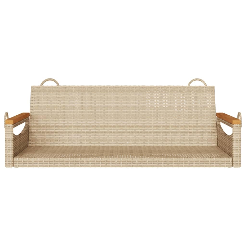 vidaXL Ławka bujana, beżowa, 109x62x40 cm, polirattan