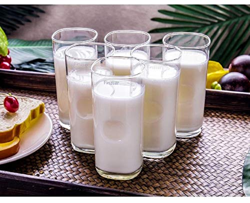 Image of FINSTER Crystal Cut Water /Milk Glasses Set of 4-300 ml Transparent Long Glass Highball Glasses | Juice Plaza Tumbler