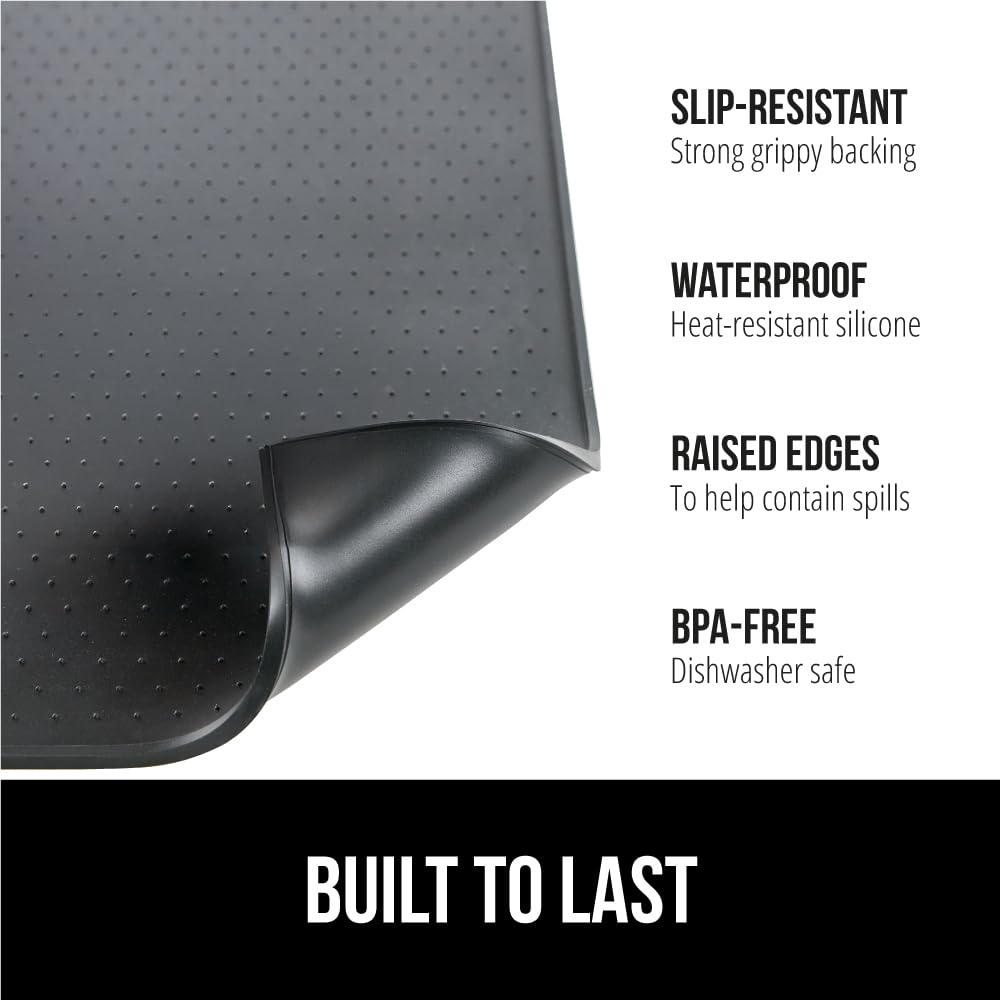 GORILLA GRIP Tappetino da caffè in silicone, 45 x 71 cm, accessori per bar espresso, impermeabile, resistente al calore, tappetino per asciugare i piatti, rimane in posizione sul bancone della cucina