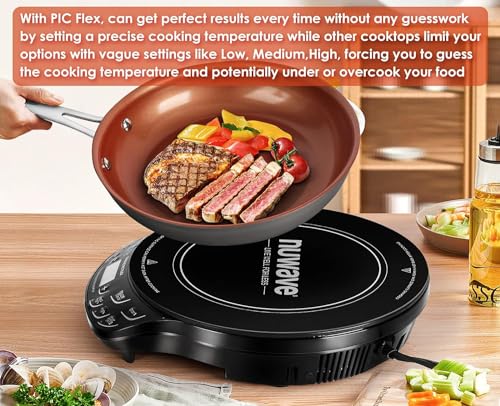 Image of Nuwave Precision Induction Cooktop, 10.25 inch Shatter-Proof Ceramic Glass, 6.5 inch Heating Coil, 81 Temps from 100F to 500F, 3 Wattage Settings 600, 900 & 1400 Watts