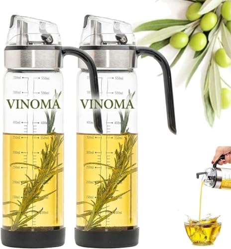 Image of Oil Dispenser Bottle with Handle & Measurement | Leakproof Glass Oil Dispenser for Kitchen Cooking, Salad, Frying & Daily Use | 520ml Capacity (PACK OF 2)