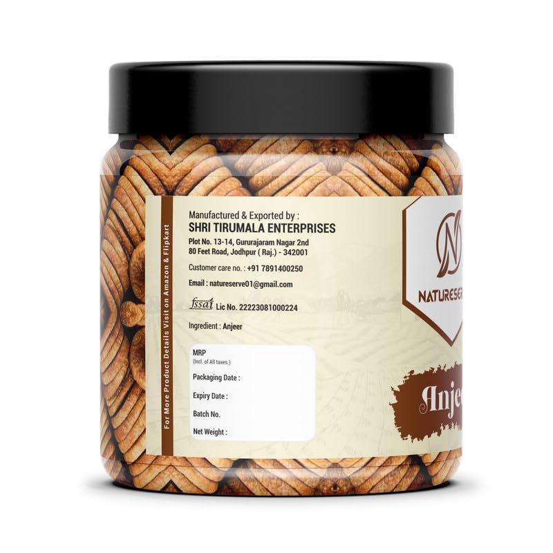 Image of NATURESERVE Afghani Anjeer Dry Fruits No Preservatives and Chemicals & Gluten-Free Rich Source of Fibre Calcium & Iron Low in Calories and Fat Free 100gm