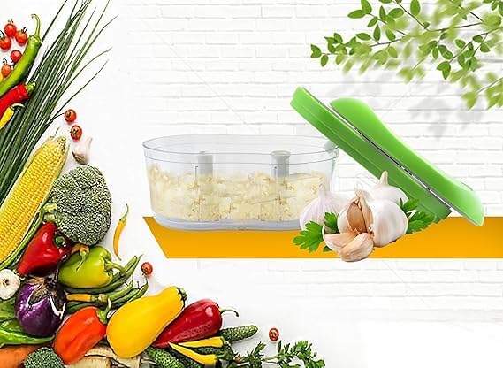 Image of CRFTYVIBE Hand Push Chopper for Vegetables & Fruits | Manual Food Chopper | Onion Cutter, Garlic Crusher, Salad Maker | BPA Free Plastic | Kitchen Tool (Multicolor (Assorted Color), 900ml)