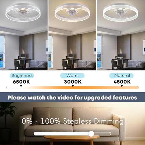 Foto de Ventilador de techo de 20 pulgadas con luz, ventilador de perfil bajo mejorado, ventilador de techo de montaje empotrado, 6 velocidades, LED regulable, aplicación y control remoto, motor de CC (imagen 4)