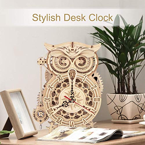 3D Wooden Puzzles Rokr Owl Clock - Mechanical Model Building Kit For Adults 161Pcs Clock Puzzles Creative Gift Home Decor For Family #TOP2