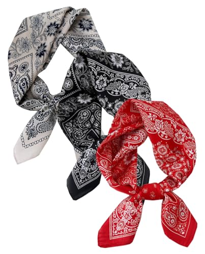 WENLOOY 3pcs Square Satin Silk Feeling Hair Scarf Headscarf for Women/Men's Necktie Silk Bandanas Pocket