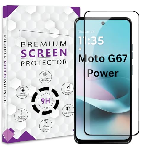 Image of Premium HD+ Tempered Glass Screen Protector Guard For Moto G67 Power 5G (6.72 Inch, Pack of 1) | Edge to Edge Coverage With Easy to installation kit