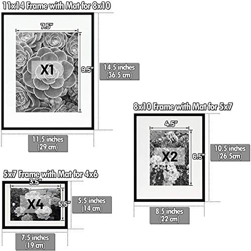 Golden State Art, Bilderrahmen für 1 Fotos à 28 x 35 cm, 2 x 25 cm und 4 Bilder à 12,7 x 17,8 cm Aluminium-Fotorahmen für Wand oder Tisch, Schwarz – Bild 7