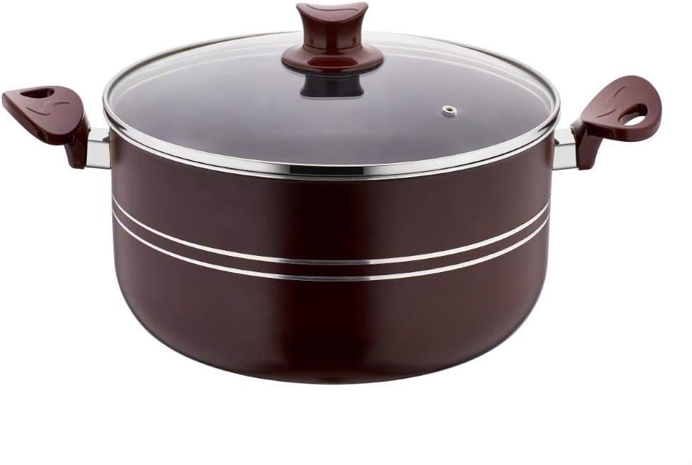Papilla Assos Derin Tencere - Bordo Renkli, Çift Çizgi Detaylı Cam Kapaklı Yanmaz Yapışmaz Tencere 20 cm ve 26 cm Seçenekli (26 CM)