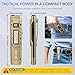 EDC Tactical Flashlight,Flat Flashlights Rechargeable with Lockout & Memory,Dual-Switches LED Flashlight with Digital Display,Stainless Steel 8 Modes Pocket Flash Light for Home,Camping,Emergency