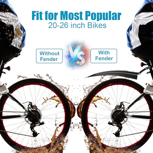 Cooryda Bike Fender Set, Guardabarros Ajustables, Delantero y Trasero, Liberación Rápida, Ensanchado y Engrosado para Bicicleta Montaña y Ciudad 20-26 Pulgadas miniatura 5