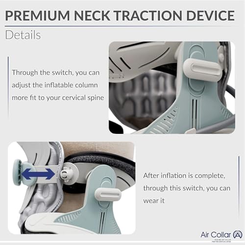 Image of Neck Traction Device by Air Collar - Neck Stretcher - Cervical Traction Device - Neck & Shoulder Pain Relief - Stretcher Collar for Improved Spine Alignment (2nd Gen Electric Pump) - See Size Chart*