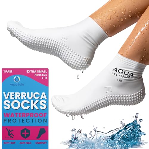 Aquasafe Guardsocks Verruca Sock Kids and Adults - 100% Latex Swimming Pool Swim Socks for Kids and Adults - Non-Slip Waterproof Swimming Shoes for Verruca Protection at Pools