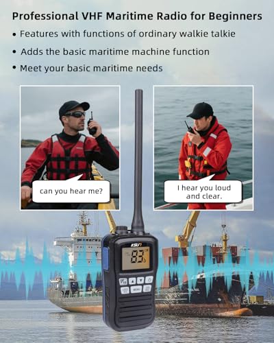 Image of KSUN Handheld Two-Way VHF Marine Radio, NOAA Weather, Portable Marine Radios, Floating IPX7 Waterproof, International Channel, Vibration Drainage, Boat Two Way Radio Gift for Kayak Fishing, 2 Pack