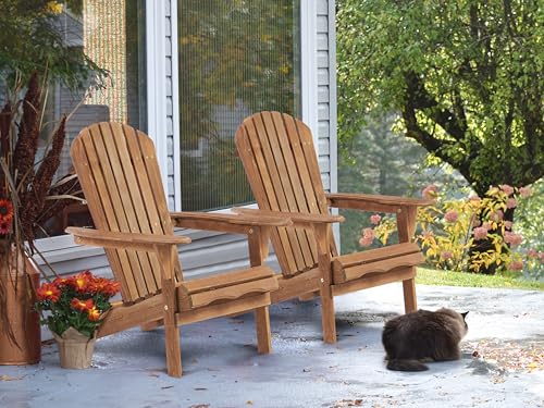 Wood-Natrl NEW-WOOD-NATRL-ADIRONDACK CHAIR-NE-2 Wooden Folding Adirondack Chair Set Of 2 thumb #1