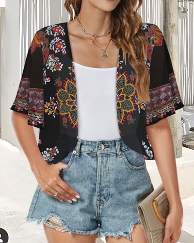 Image of ZNVGIRL Women Shrug Chiffon Cardigans Open Front Short Sleeve Bolero for Evening Dressy 2026