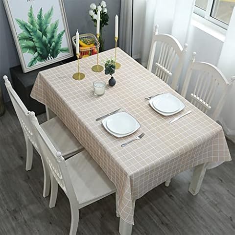 Wipeable Coffee Checkered PVC Tablecloth Cover