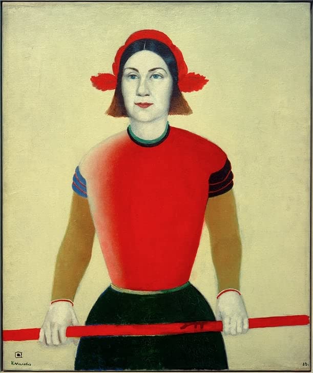 Art Portrait d'exception Affiche Toile Fille à la barre rouge de Malevich 60x90