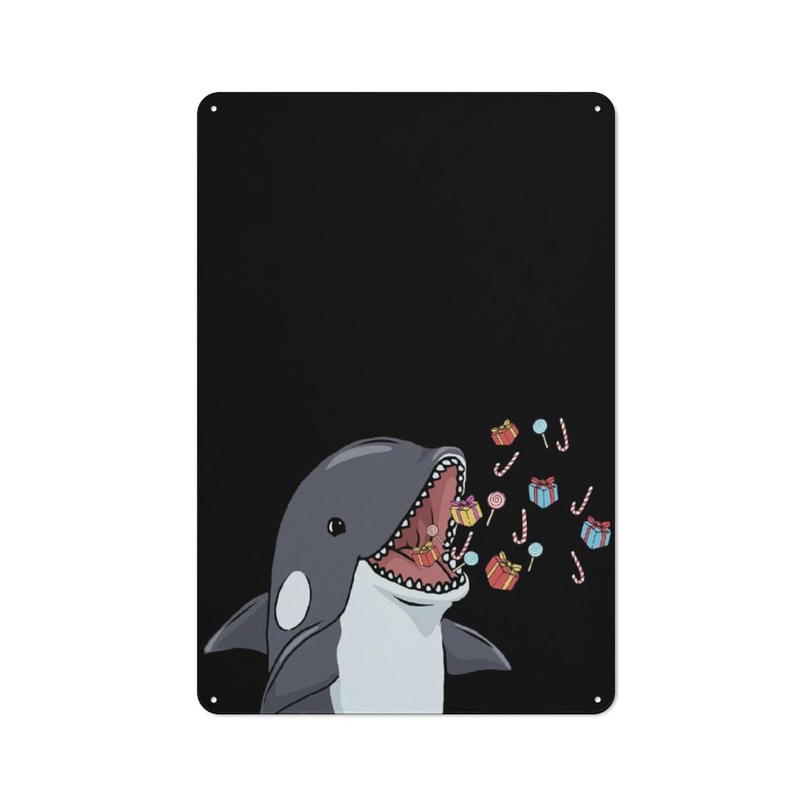 Vintage Metal Plaque 30x20cm Featuring Christmas Orca Whale Gift for Home Bar Wall, A Metal Wall Feature for Home Bars And Entertaining Spaces