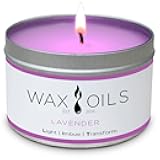 Wax and Oils Soy Wax Aromatherapy Scented Candles (Lavender) 8 Ounces. Single