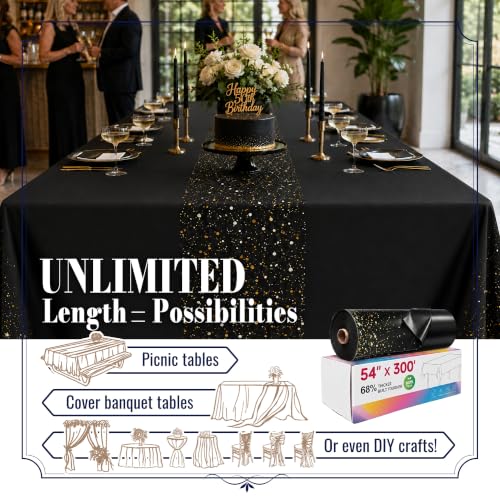 Image of Party Plastic Tablecloth Roll, 54IN x 300FT Disposable Table Cover