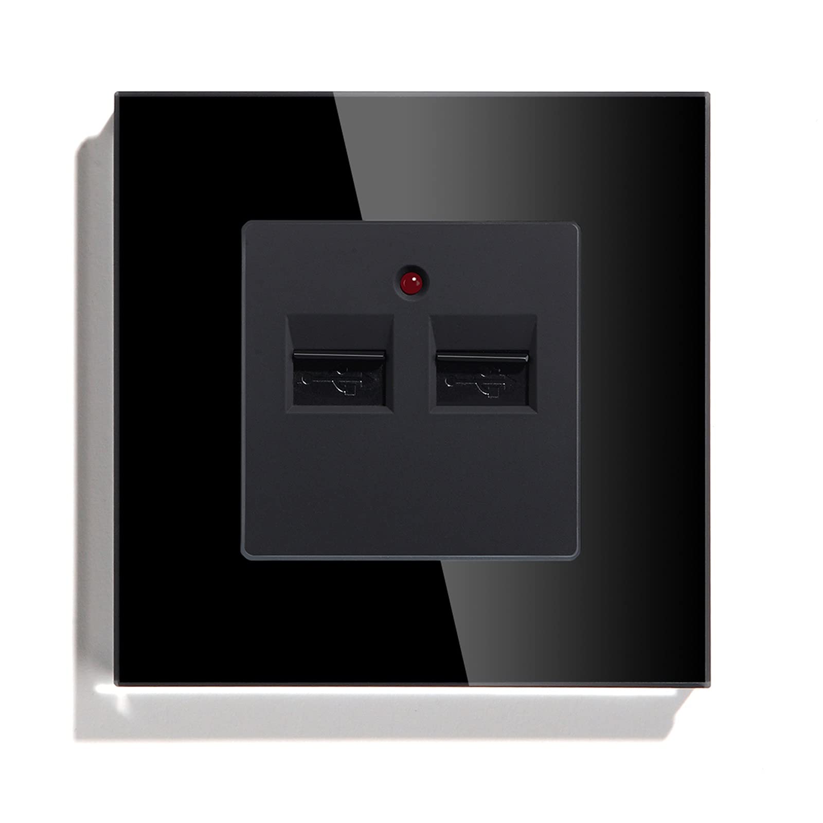 BSEED Double USB Wall Socket 3.1A Dual Charging Power Outlet Crystal Panel Black — image 1