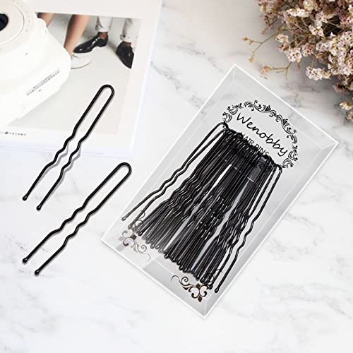 Wenobby 40 Pcs Large Heavy Duty Crinkled Hair Pins,Bobby Pins,For Buns Updo Thick Hair,2.8 Inch With 2 Storage Boxes #TOP6
