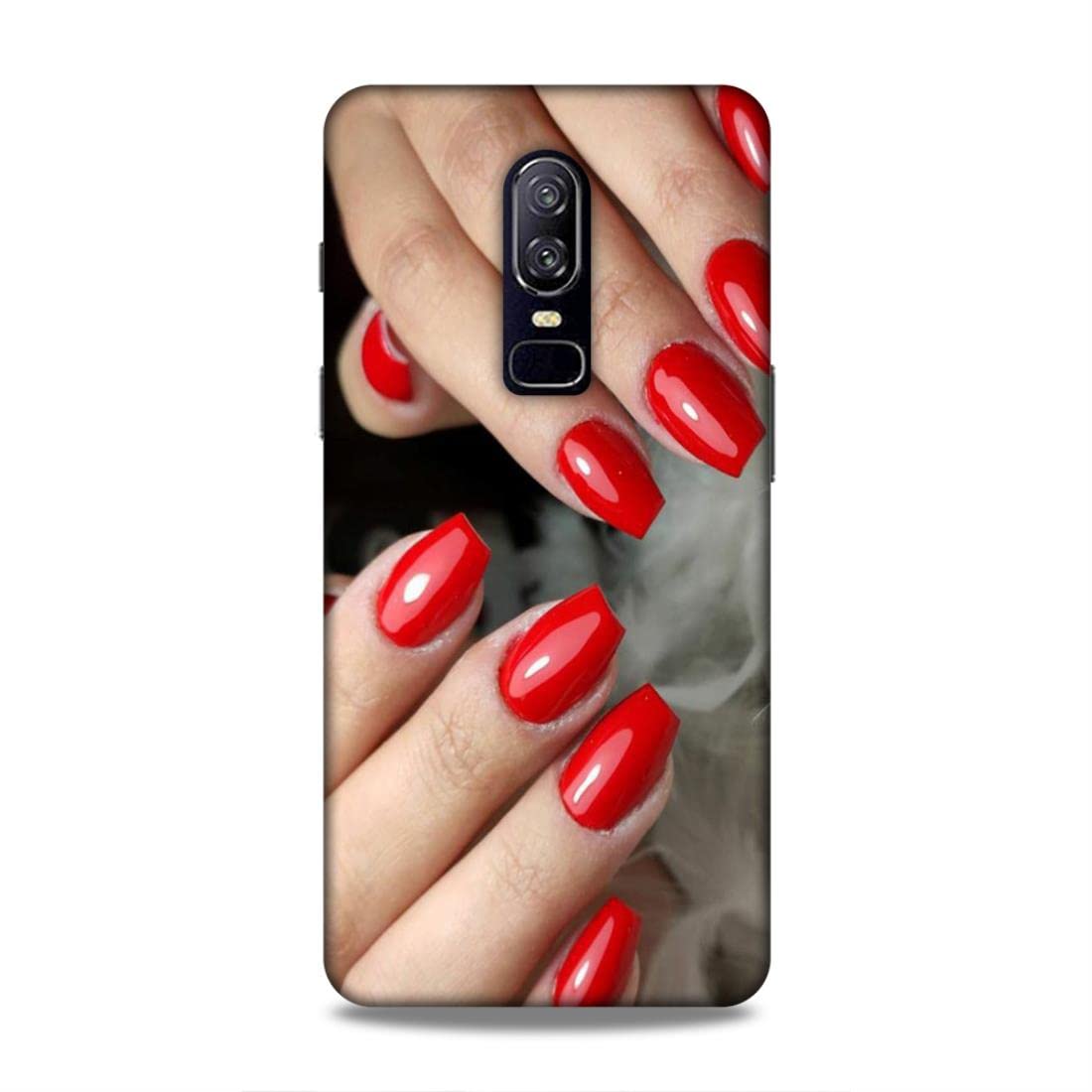Printed Mobile Back Hard Case Cover for OnePlus 6 | Red Nails, Nail Paint, Makeup, Girly -2314-image-37