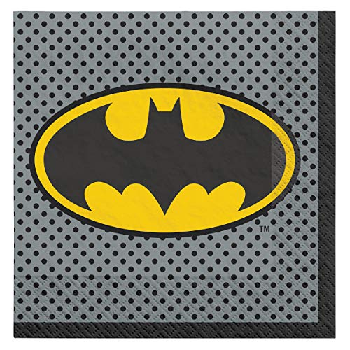 Justice League Heroes Unite - Batman Luncheon Napkins, 6.5" (16-Pack) - Vibrant & Soft Party Essentials, Perfect for Superhero-Themed Events