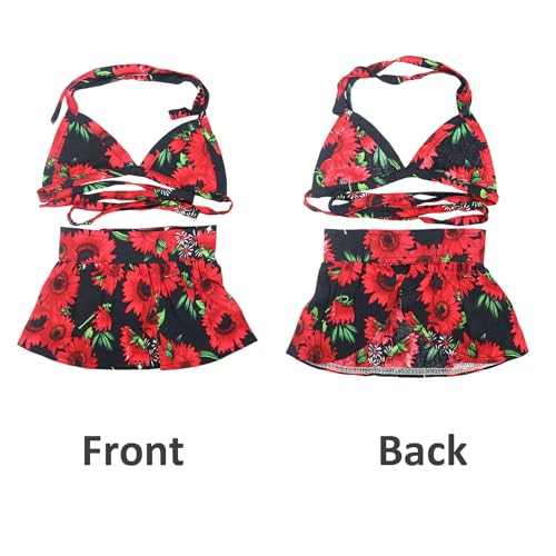 Image of Dog Bikini Swimsuit Summer Puppy Bathing Dress Beach Clothes Cat Costume for Puppy Dog Cat Red Sunflower S