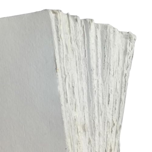 Cotton Deckle Edge Paper Loose Leaf Sheets For Writing Calligraphy, Printing, Scrapbook Crafts, Map, Certificate, Invitation 150 Gsm Ivory White-501-5X7-20 #TOP3