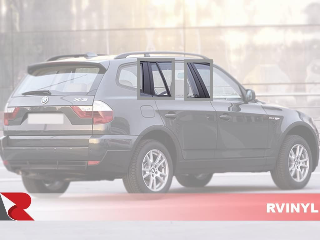 Rvinyl Pillar Post Window Trim Compatible with BMW X3 2004-2010 - Gloss (Black)