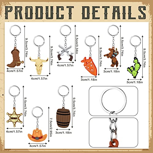 Panelee 36 Pcs Western Cowboy Keychain Bulk Silicone Horse Boot Cowboy Hat Western Themed Party Keychain for Christmas Holiday Birthday Gifts - Image 3