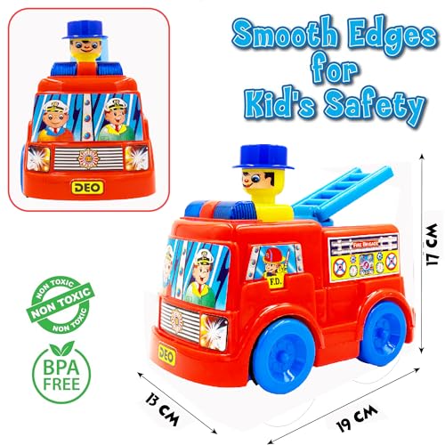 Image of ToyBharat Push N Go Fire Brigade - Realistic Multicolour Toy for Kids 1-6 Years, Safe, Durable & Fun