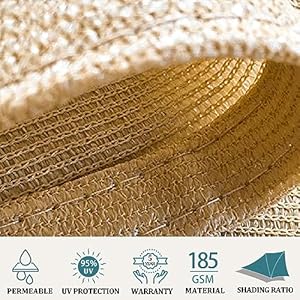 Shade&Beyond 8'x10' Sun Shade Sails Canopy Rectangle Sand 185GSM Shade Sail for Patio Deck Yard Backyard, (We Make Custom Size) ShadeBeyond 8×10 Sun Shade Sails Canopy Rectangle Sand 185GSM Shade Sail for Patio Deck Yard Backyard We Make Custom Size