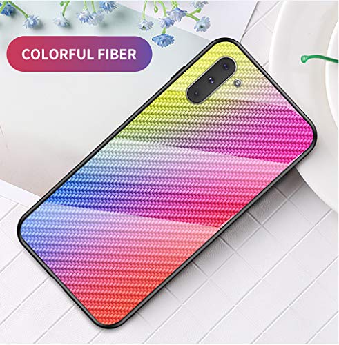 MadBee Kompatibel mit Samsung Galaxy Note 10 Hülle [mit HD-Schutzfolie], [Fasermuster Design] 9H Rückseite aus gehärtetem Glas TPU Bumper Handytasche Schutzhülle Protective Dünn Abdeckung (Blau)