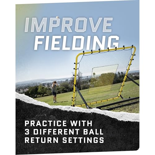 Image of SKLZ Fielding Trainer - Baseball, Softball & Volleyball Rebounder Net. Enhanced Solo Fielding Practice for Skill Development. High-Performance Multi-Sport, Portable, 3 Ball Return Angles, 4x4.5 Feet
