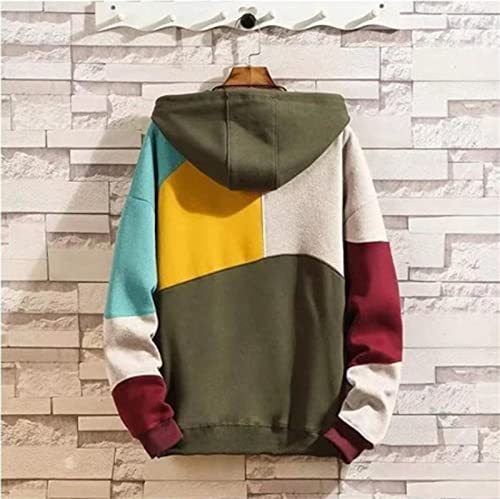 JEShifangjiusu Men'S Cowl Neck Pullover Hoodie Casual Color Block Long Sleeve Hoody Drawstring Sweatshirt Tunic Tops Pocket2
