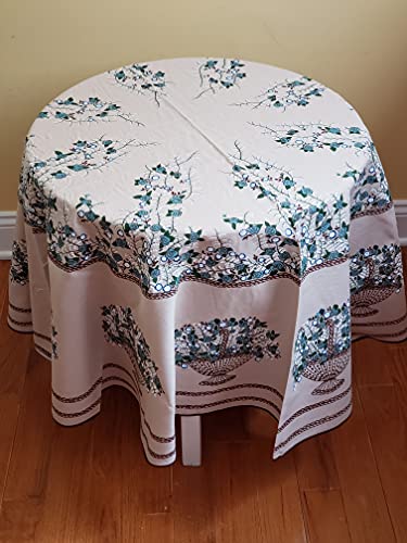 61" Round Brown Tablecloth Vintage Printed Flower Pattern Decorative Washable Table Cloth Dinner Kitchen Home Decor - Multi Colors & Sizes Great For Outdoor Or Kitchen Table. #TOP1