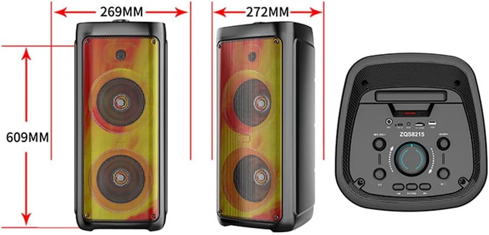 Outdoor Wireless Speakers K-Song System High Power Speaker AUX USB FM with Remote Microphone (Color : Black Size : 269 * 272 * 609cm)