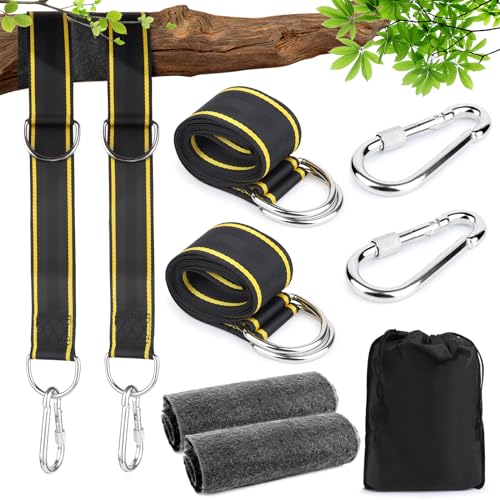 Sujeciones y anclajes para hamacas 1 Correas de Hamacas, Fijación para Columpio, Correas para Colgar de árbol para Hamacas, Fijación de Hamacacon 2 Almohadillas Protectoras para árboles, 2 D Mosquetones 1 Bolsa de Almacenamient