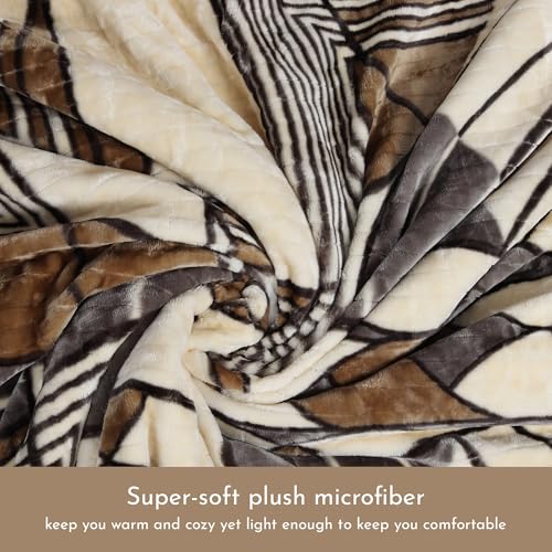 Image of Signature Aadhira Luxuriously Super Soft Double Ply Faux Mink Blanket - Heavyweight 4.5kg for Ultimate Winter Warmth 220x240CM 4.5Kg (Modern Mosaic)