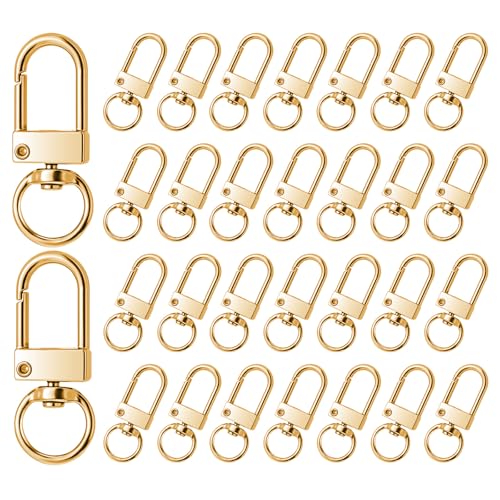 JJUNW 30 Pcs Metal Lobster Claw Clasp Swivel Snap Key Chain Clip Hooks Keychain Hooks for Keychain Making DIY Crafts Lanyard Making Pet Collar(Gold)