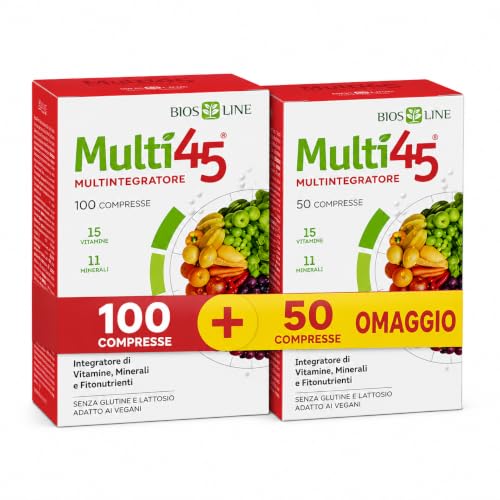 Bios Line Multi45 Multintegratore - Integratore di Vitamine, Minerali e Fitonutrienti (100 Compresse + 50 Compresse Omaggio)