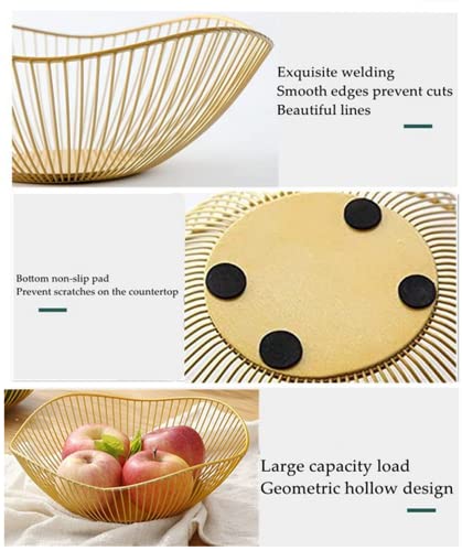 Natureman Kitchen Counter Fruit Bowl Large Fruit Basket Bowl Metal Wavy Storage Basket Kitchen Vegetable And Fruit Bowl, Used To Hold Fruits, Vegetables And Bread (Gold-Small) #TOP2