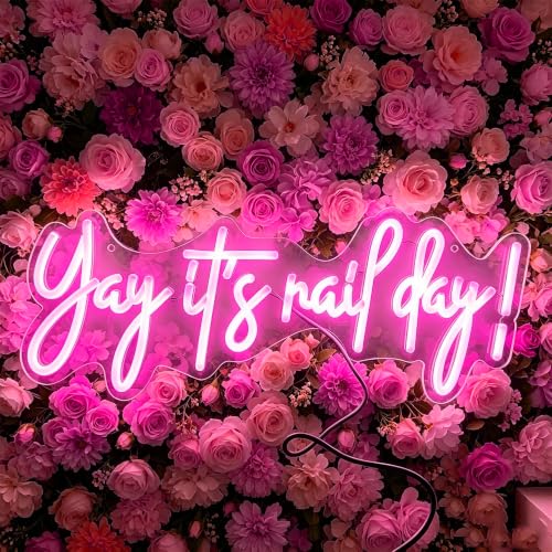 Image of Yay It's Nail Day Neon Sign for Wall Decor 16.5x6.3In