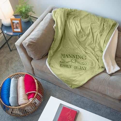 Custom Catch Housewarming Gift Idea for New Home - Personalized Throw Blanket Present Decorated with Scroll and Family Name