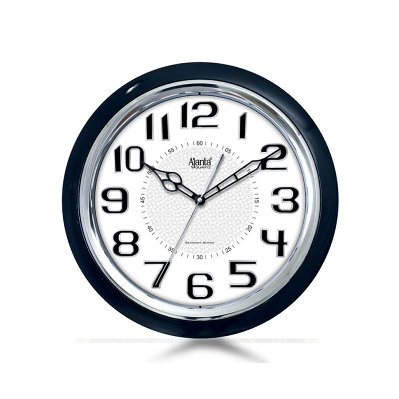 Image of Ajanta Luxury Navy Blue Wall Clock 3017 (14.8 Inch) - Elegant Silent Sweep Quiet Mechanism - Modern Statement Piece Home Decor