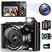 Digital Camera, 4K 64MP Autofocus Vlogging Camera for Photography and Selfies, Compact Camera with 32G SD Card 3'' LCD Screen 16X Digital Zoom Anti-Shake Flash Camera for Beginners Adults