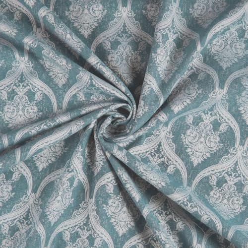 Image of haus & kinder Printed Jacquard Window Curtain 5 Feet Long Pack of 1 Window Curtain, 5 Feet Curtain for Window (Ornate Symphony, Aqua Design 130x152 CM)